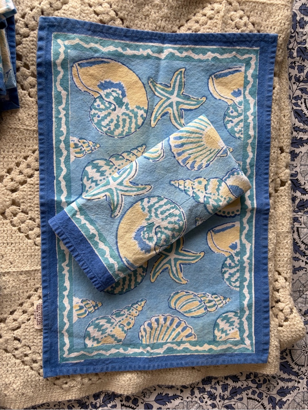 Vintage Pomegranate "Lexington" 100% cotton placemats & matching napkins 6/5